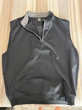 FootJoy Black Sleeveless Golf Pullover with Gray Collar